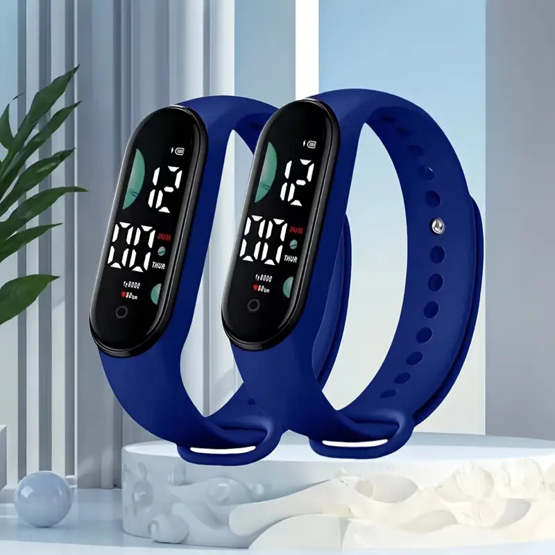 2pcs LED Electronic Watches, Outdoor Touch Screen Silicone Digital Sports Watch, Ideal Gift Choice - Image 2