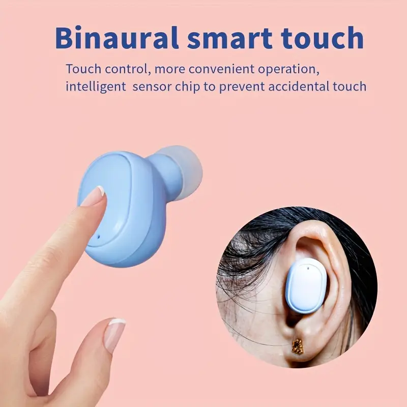 Giceck TWS Wireless Earbuds - Compact In-Ear Mini Headphones with Charging Case, Pink & Blue, Portable Design, Ideal for Sports & Gifts, USB-C, 150mAh Battery, Isolation Mode, Lightweight Plastic Design - Image 2